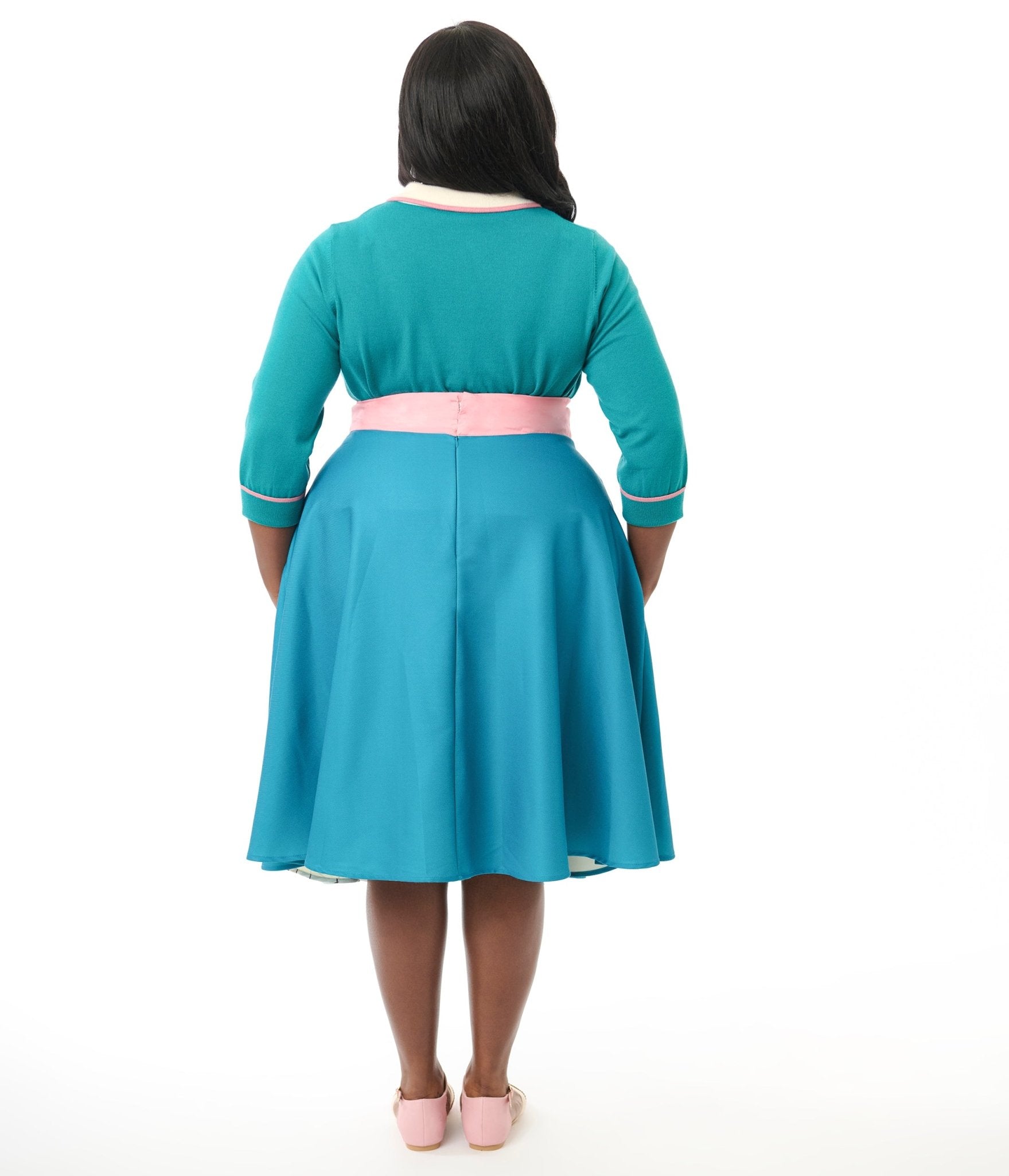 Disney's The Lady & The Tramp Collection by Unique Vintage Plus Size Teal Bella Notte Swing Skirt - Unique Vintage - Womens, BOTTOMS, SKIRTS