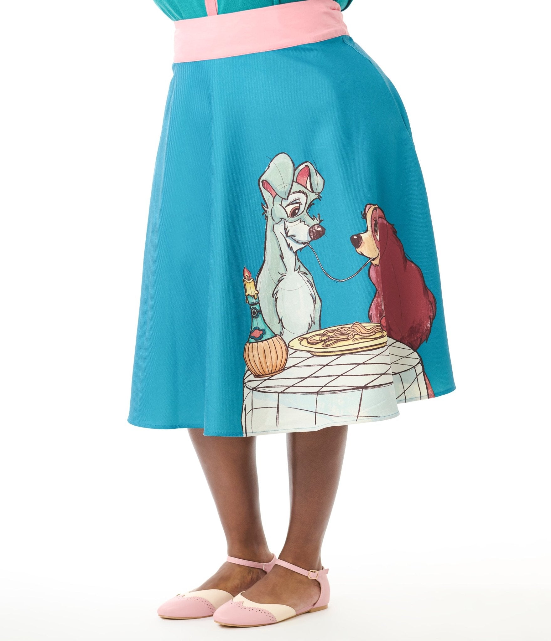 Disney's The Lady & The Tramp Collection by Unique Vintage Plus Size Teal Bella Notte Swing Skirt - Unique Vintage - Womens, BOTTOMS, SKIRTS