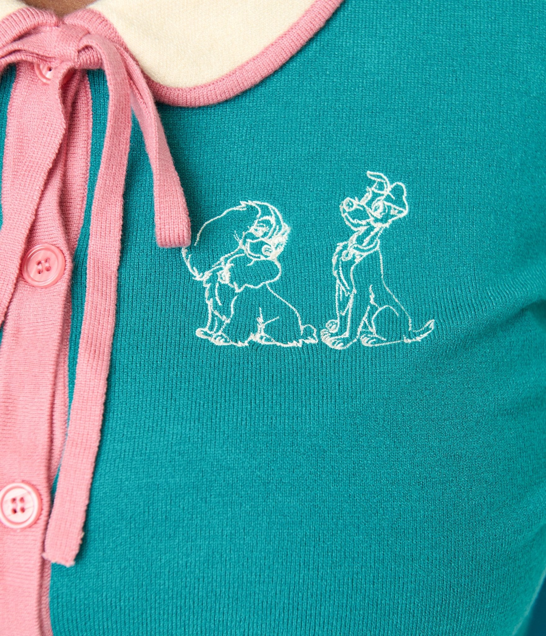 Disney's The Lady & The Tramp Collection by Unique Vintage Plus Size Teal Embroidered Cardigan - Unique Vintage - Womens, TOPS, SWEATERS