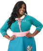 Disney's The Lady & The Tramp Collection by Unique Vintage Plus Size Teal Embroidered Cardigan