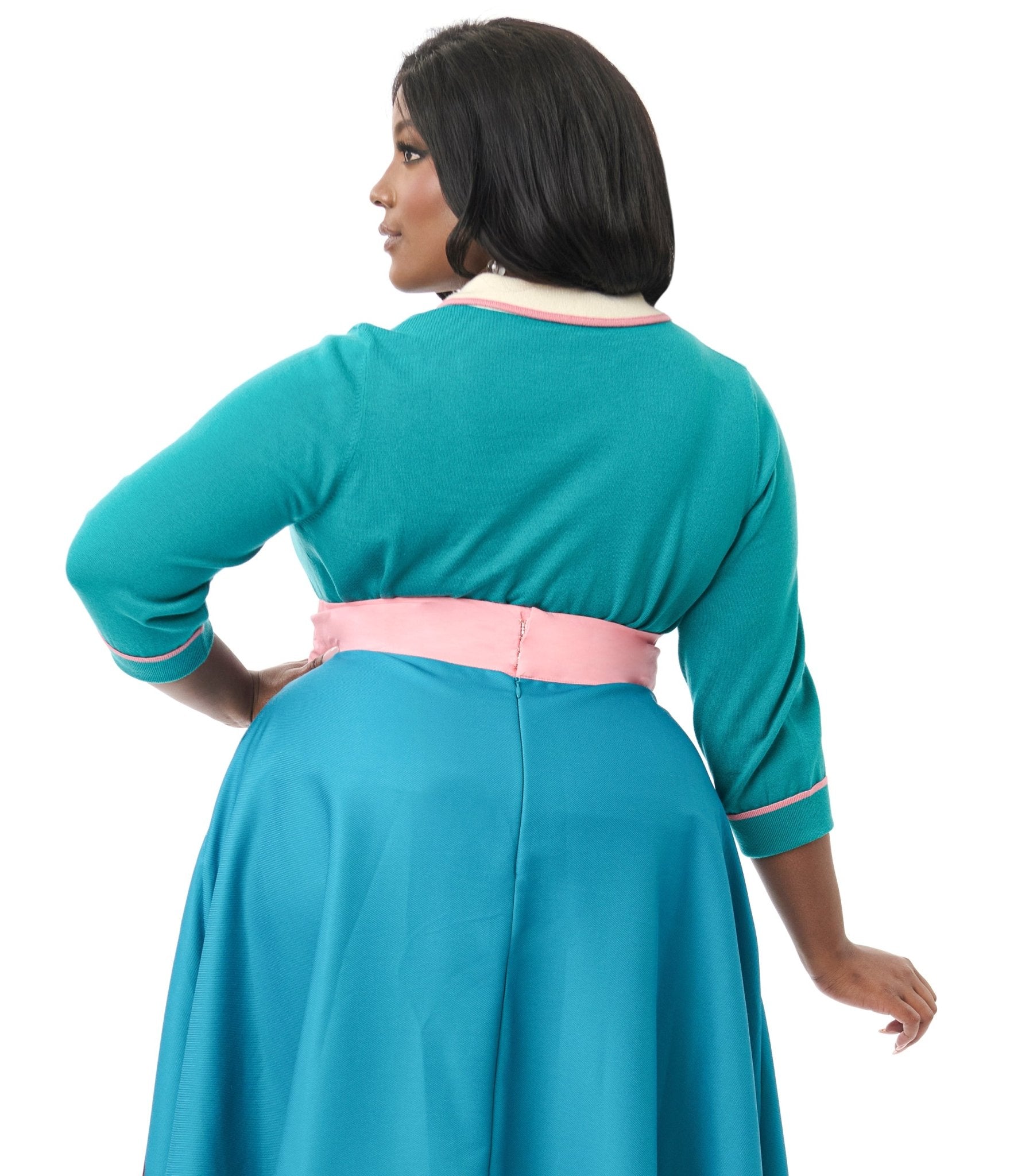 Disney's The Lady & The Tramp Collection by Unique Vintage Plus Size Teal Embroidered Cardigan - Unique Vintage - Womens, TOPS, SWEATERS