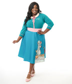 Disney's The Lady & The Tramp by Unique Vintage Plus Size Teal Embroidered Cardigan - Unique Vintage - Womens, TOPS, SWEATERS