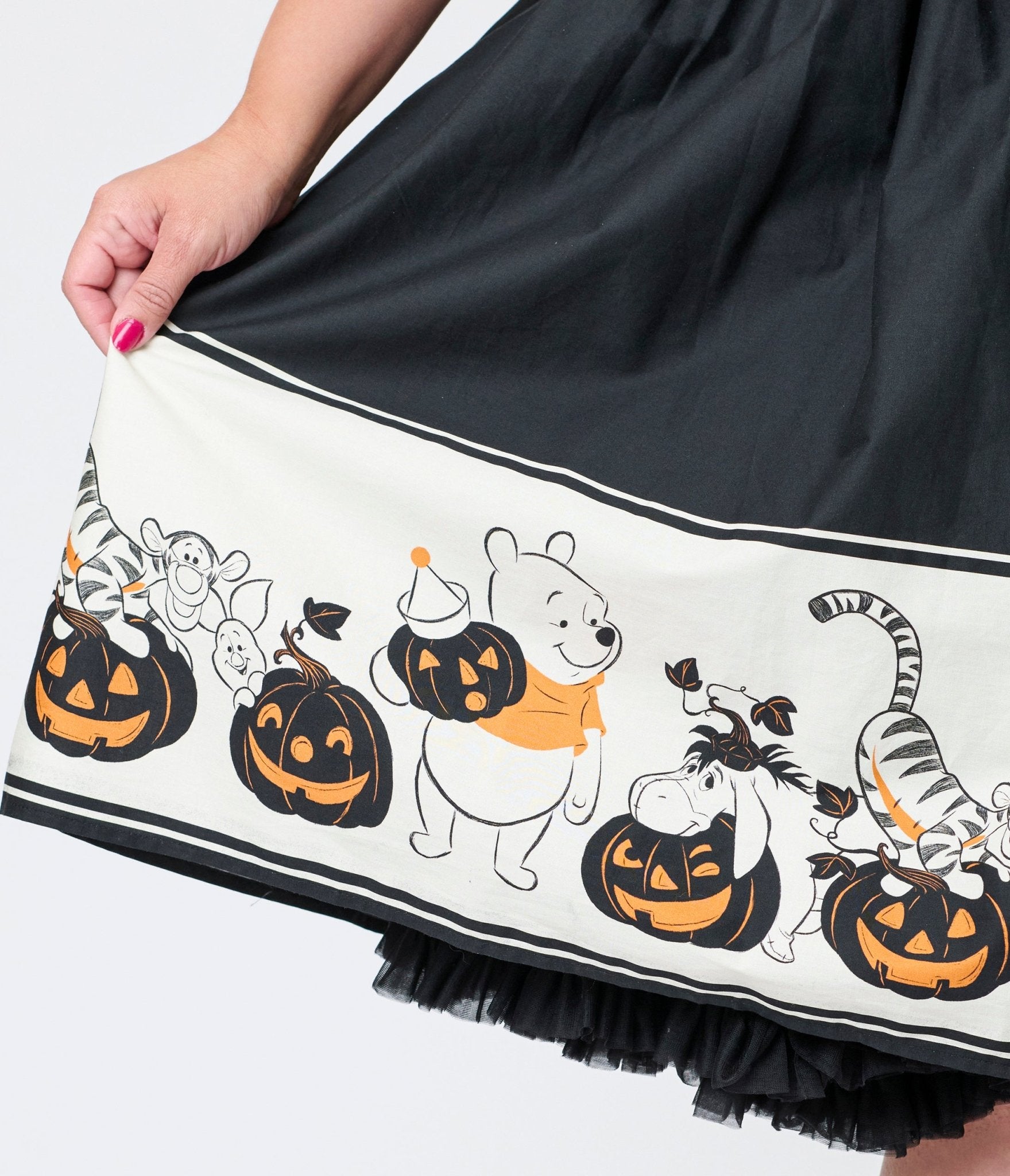 Disney's Winnie The Pooh Collection by Unique Vintage Plus Size Pooh & Tigger Halloween Pumpkin Print Cotton Swing Dress - Unique Vintage - Womens, DRESSES, SWING