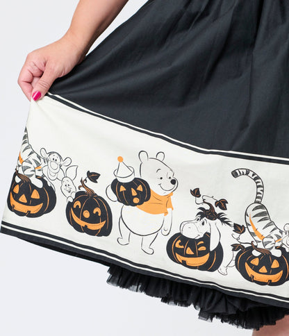 Disney's Winnie The Pooh Collection by Unique Vintage Plus Size Pooh & Tigger Halloween Pumpkin Print Cotton Swing Dress - Unique Vintage - Womens, DRESSES, SWING
