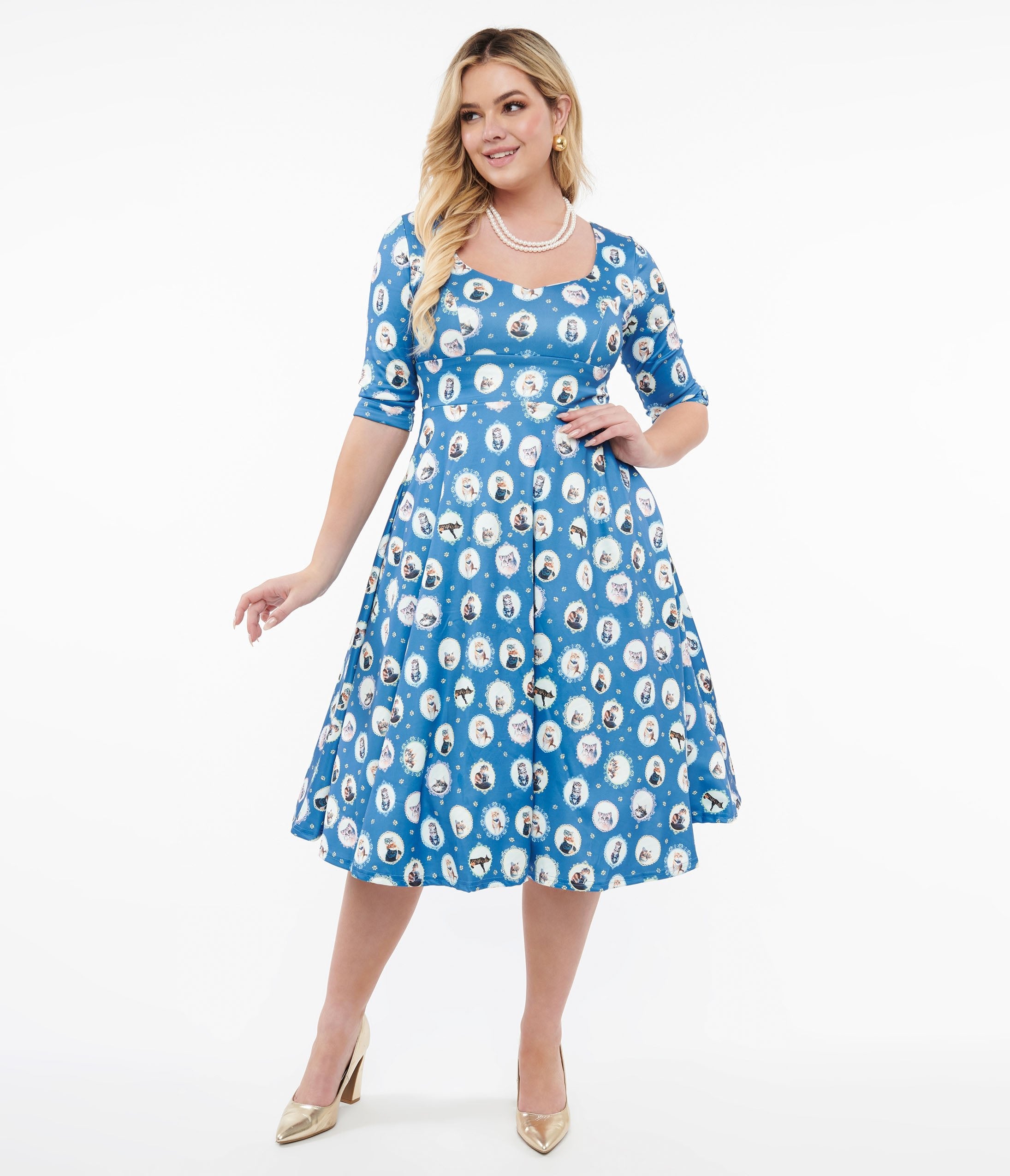 Dolly Dotty Mabel Bambi 50s Swing Dress Turquoise main image 1