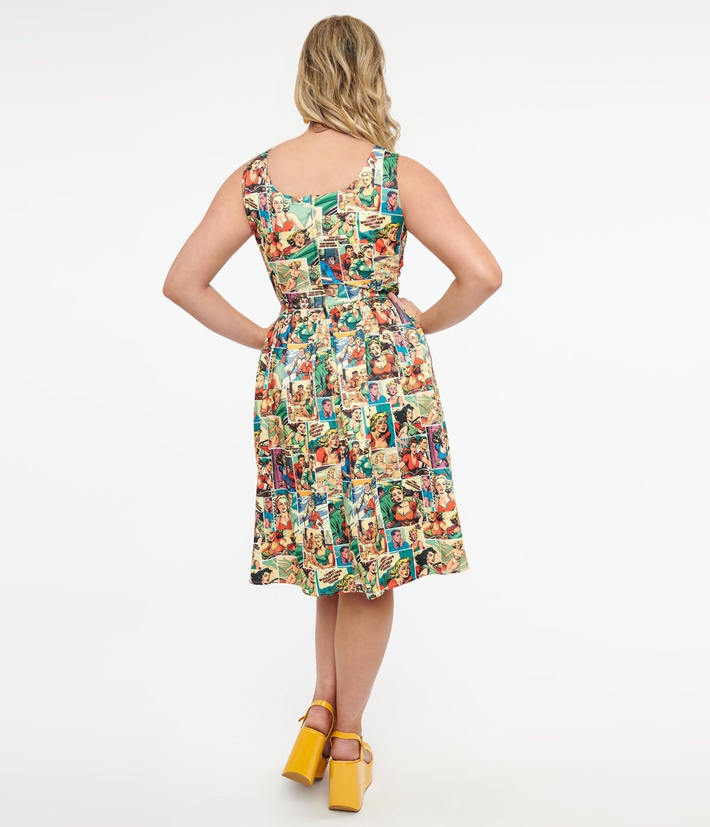 Dolly & Dotty 1950s Comic Book Print Amanda Swing Dress - Unique Vintage - Womens, DRESSES, SWING