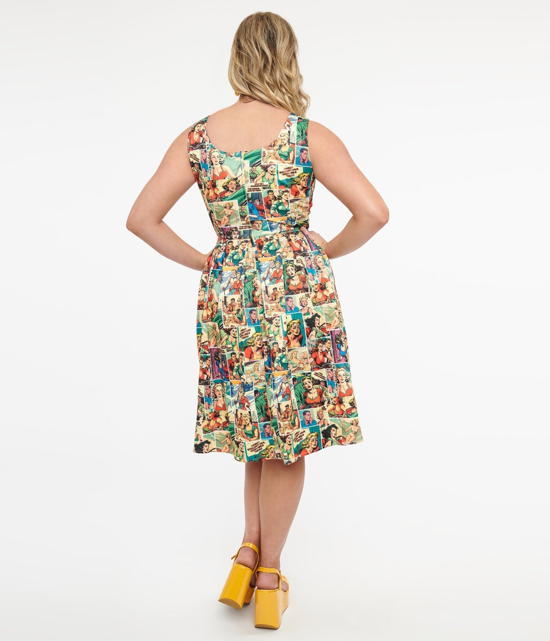 Dolly & Dotty 1950s Comic Book Print Amanda Swing Dress - Unique Vintage - Womens, DRESSES, SWING