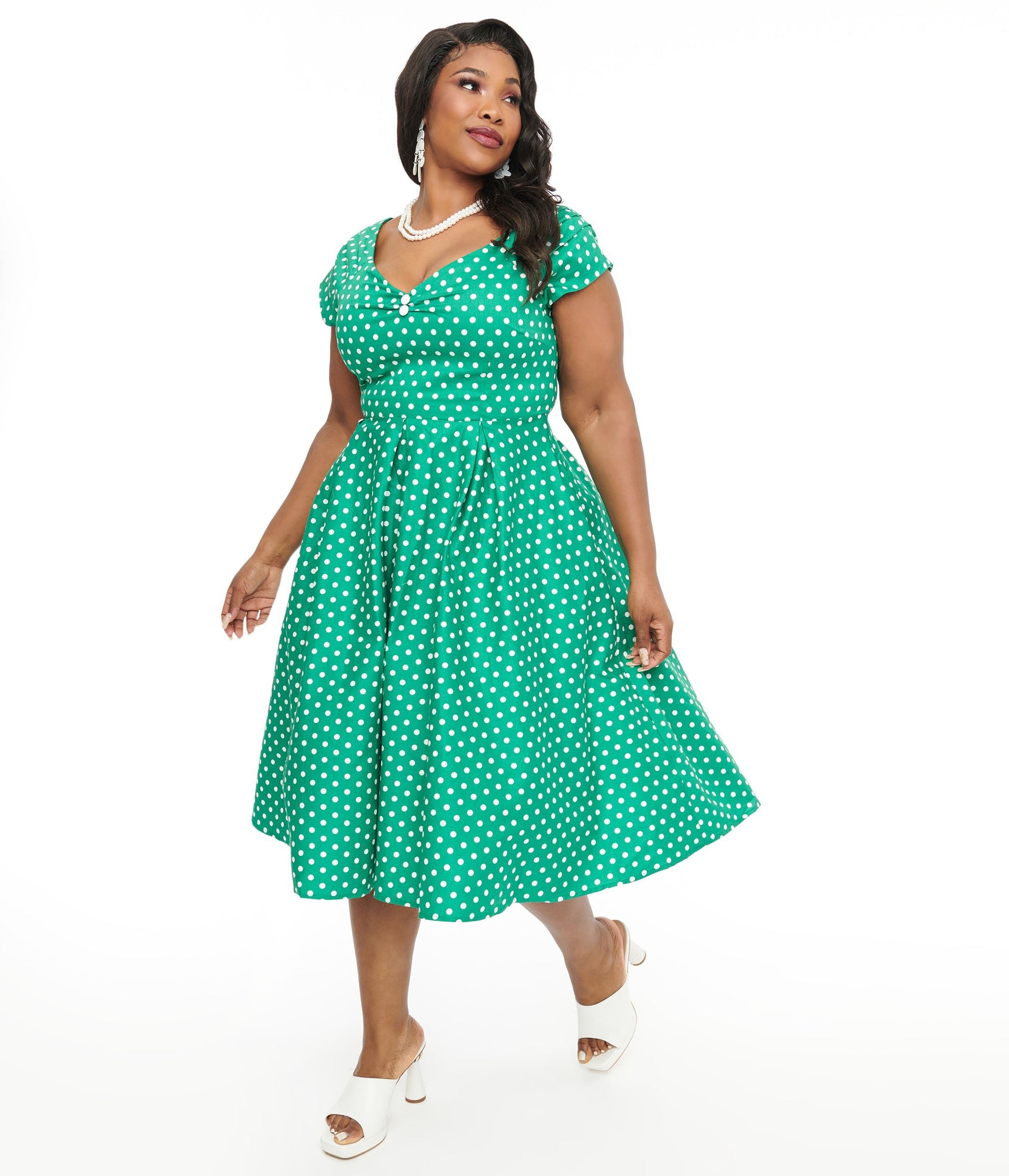 Swing Dress Long Green Polka Dot Dress Kylie Green Polka Dot Swing