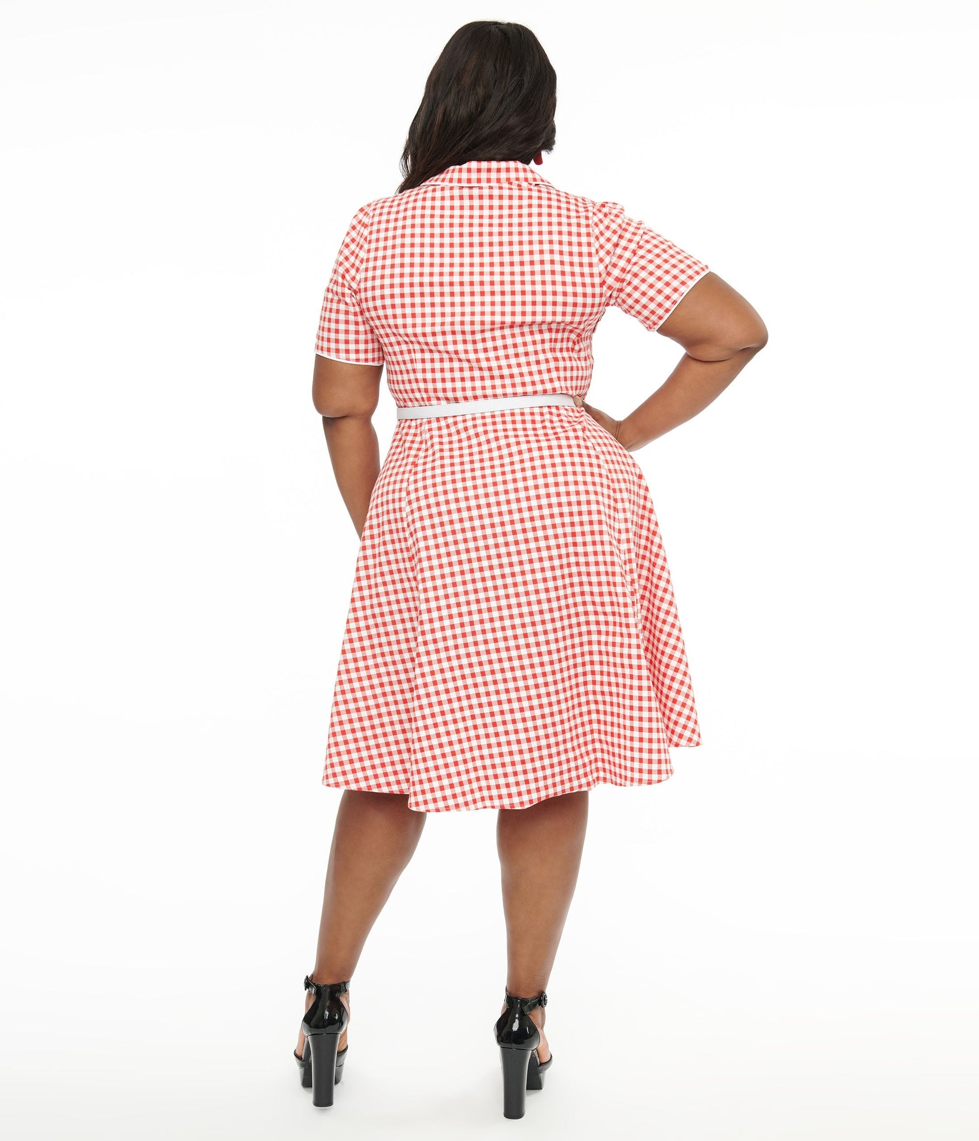 Dolly & Dotty 1950s Red Gingham Penelope Rockabilly Swing Shirt Dress - Unique Vintage - Womens, DRESSES, SWING