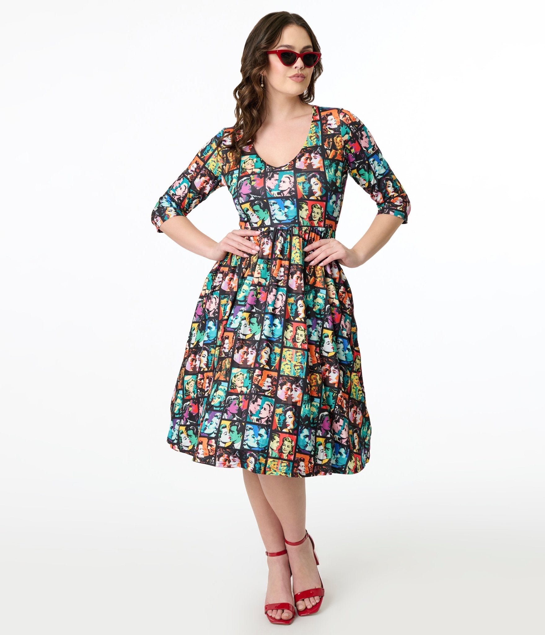 Dolly & Dotty 1950s Vintage Romance Print Billie Fit & Flare Dress - Unique Vintage - Womens, DRESSES, SWING