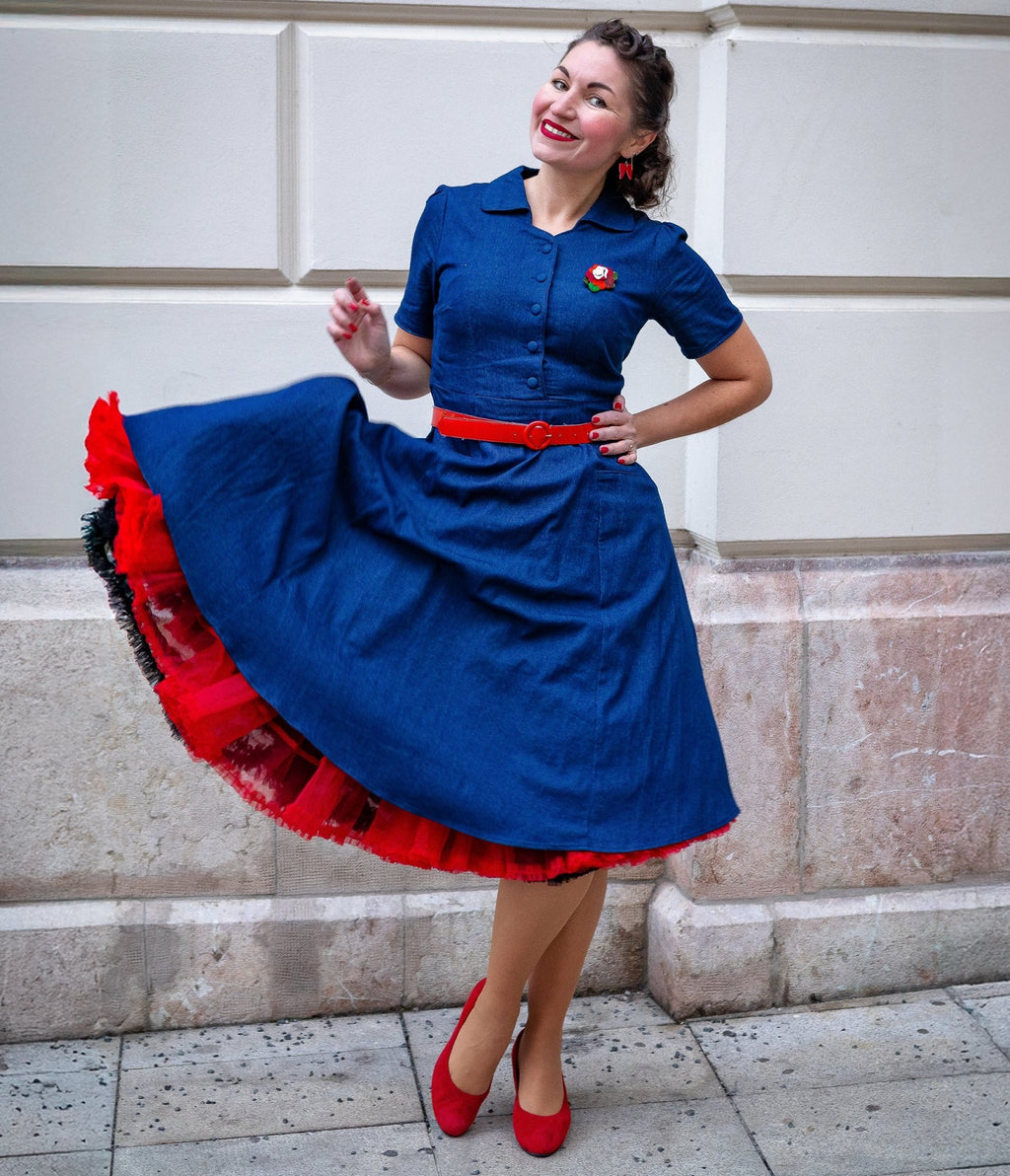 Dolly & Dotty Classic Penelope Denim Dress - Unique Vintage - Womens, DRESSES, SWING