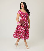 Dolly & Dotty Lily Pink Rose Garden Swing Dress - Unique Vintage - Womens, DRESSES, SWING