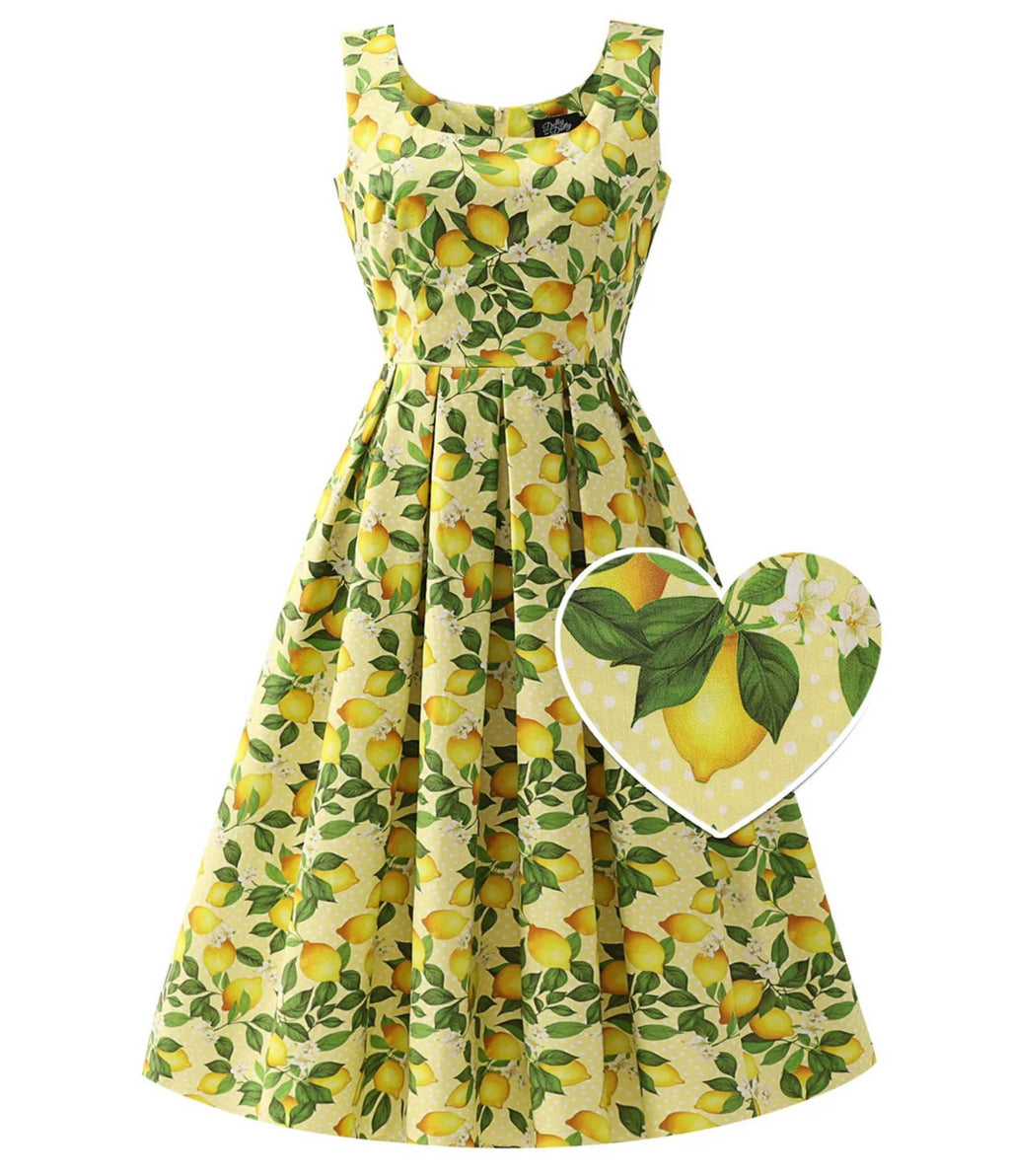 yellow print dress Dolly & Dotty Polka Dot Lemon Flare Go wandering through the wildflowers in the Lulus Garden Explorer Mustard Yellow Floral Print Mini Dress Floral Print V-Neck Short Sleeve