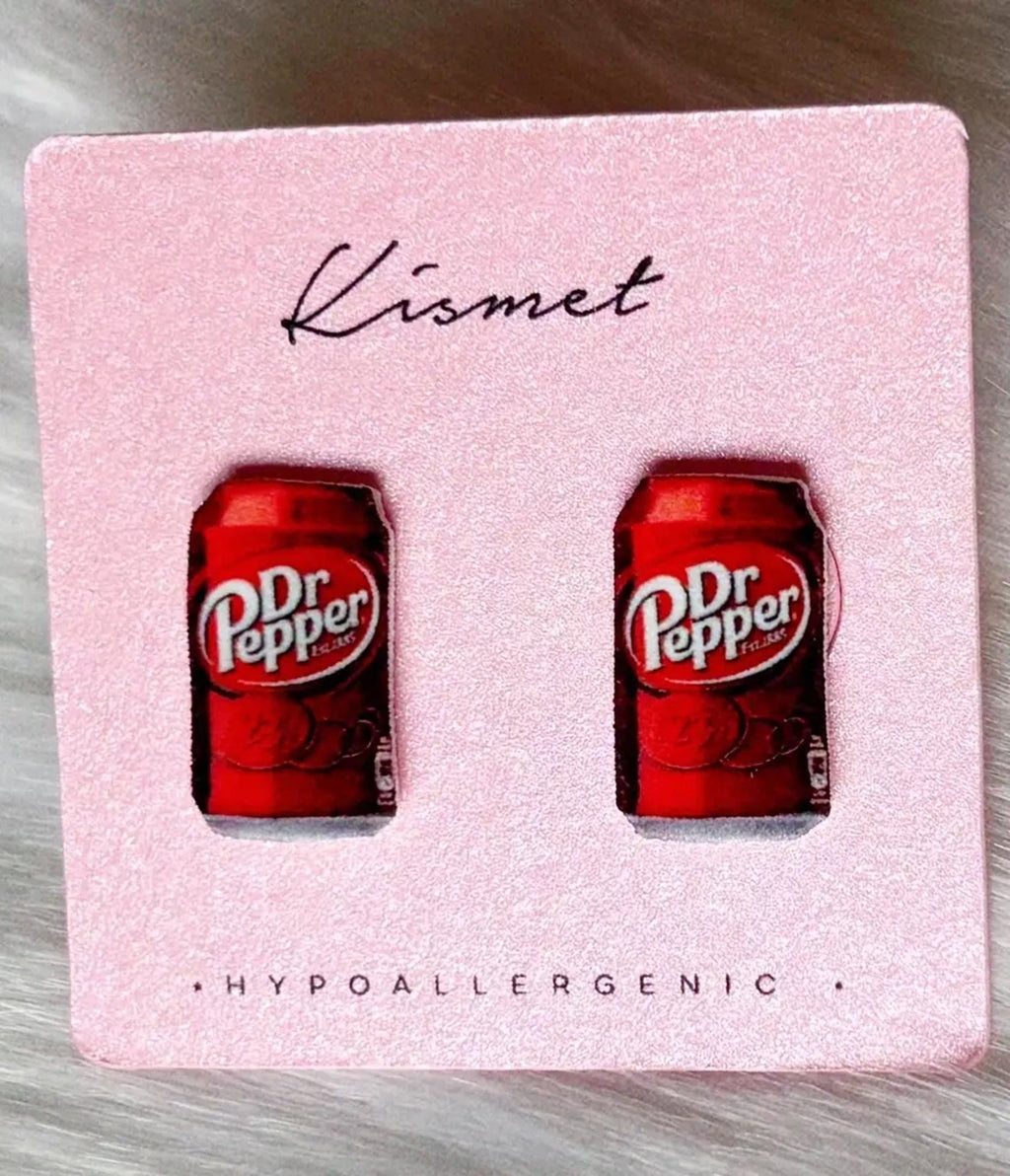 Dr Pepper Girlie Stud Earrings - Unique Vintage - Womens, ACCESSORIES, JEWELRY