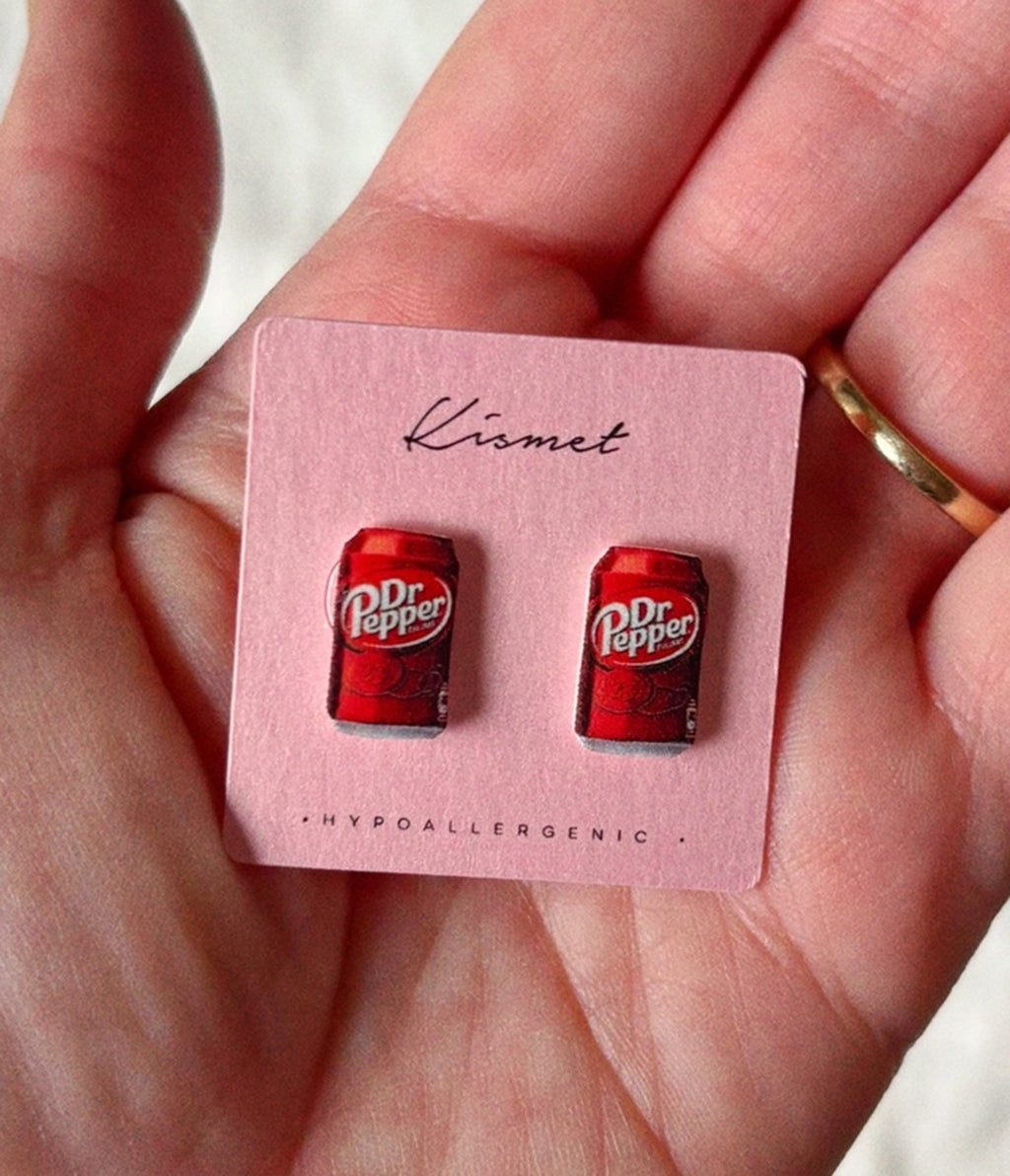Dr Pepper Girlie Stud Earrings - Unique Vintage - Womens, ACCESSORIES, JEWELRY