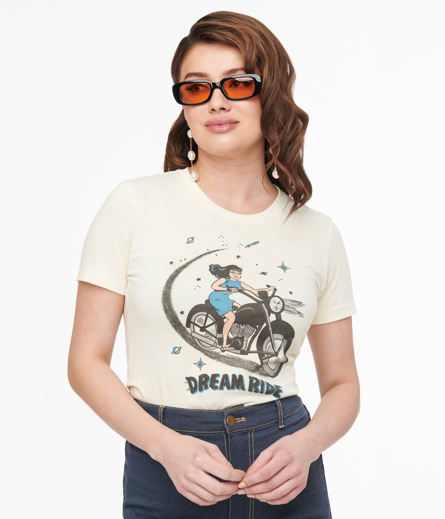 Dream Ride Cotton Fitted Graphic Tee - Unique Vintage - Womens, GRAPHIC TEES, TEES