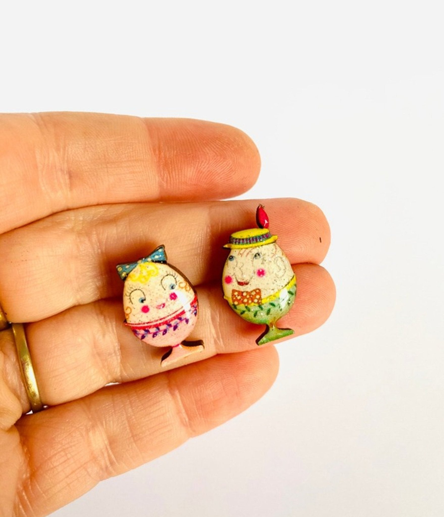 Easter Egg Couple Earrings - Unique Vintage - Womens, ACCESSORIES, JEWELRY