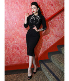 Elle Rebel Black Art of Temptation Pencil Dress - Unique Vintage - Womens, DRESSES, MIDI
