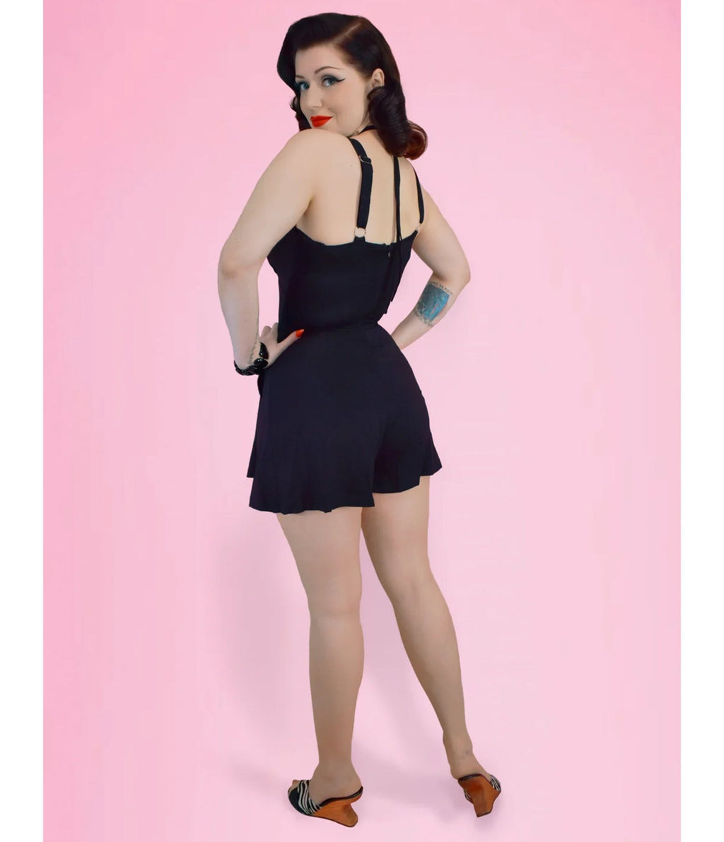Elle Rebel Black Barbados Romper - Unique Vintage - Womens, BOTTOMS, ROMPERS AND JUMPSUITS