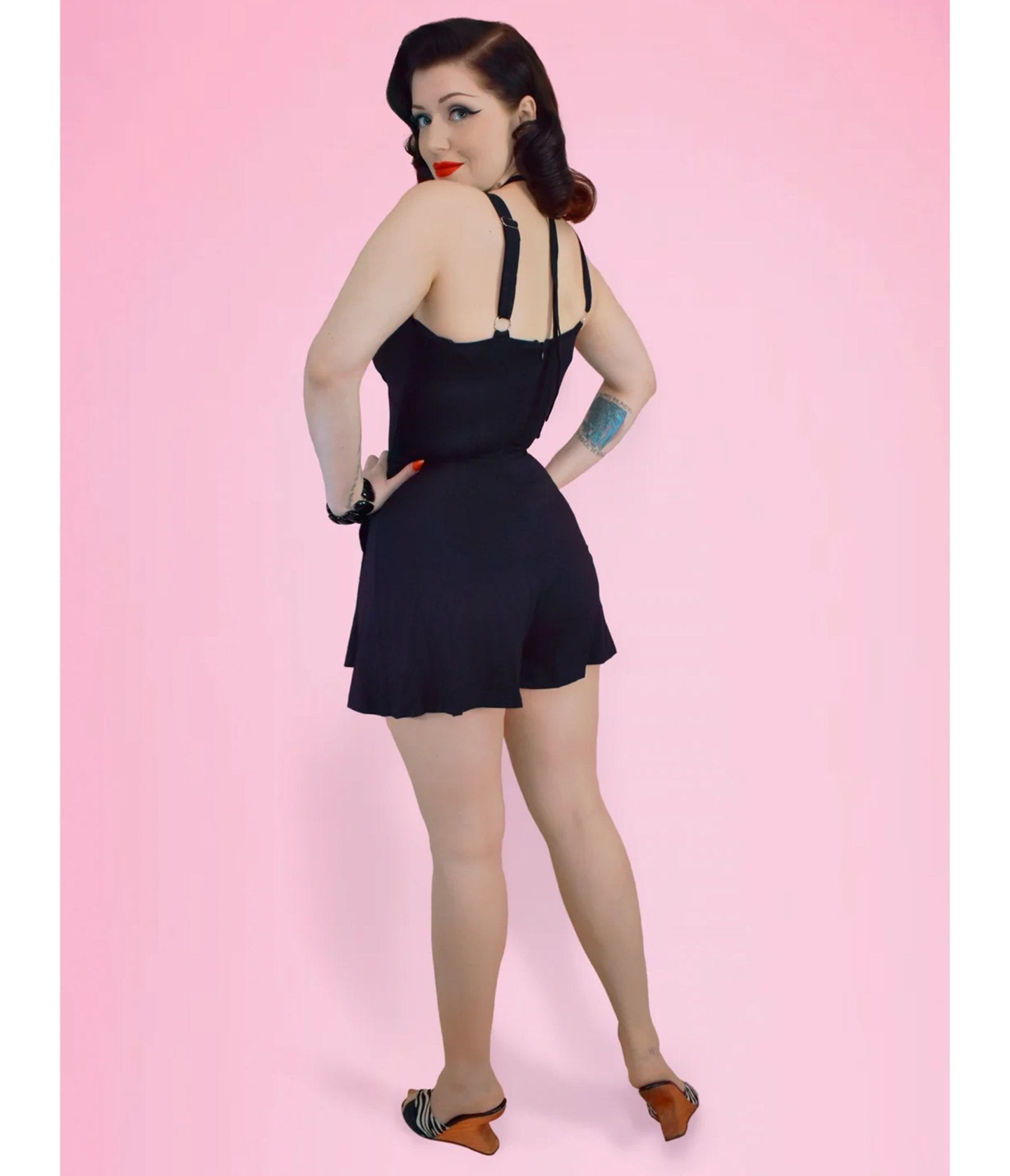 Elle Rebel Black Barbados Romper - Unique Vintage - Womens, BOTTOMS, ROMPERS AND JUMPSUITS