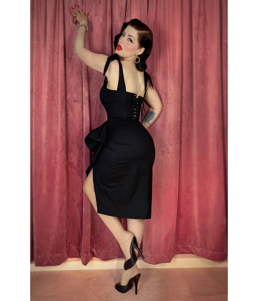 Elle Rebel Black Bora Bora Sarong Dress - Unique Vintage - Womens, DRESSES, MIDI