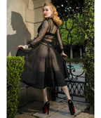 Elle Rebel Black Sheer Gibson Girl Swing Skirt - Unique Vintage - Womens, BOTTOMS, SKIRTS