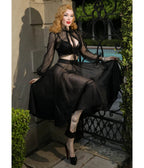 Elle Rebel Black Sheer Gibson Girl Swing Skirt - Unique Vintage - Womens, BOTTOMS, SKIRTS