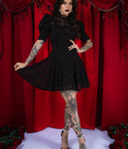 Elle Rebel Black Sheer Lace Mademoiselle Mini Dress - Unique Vintage - Womens, DRESSES, MAXI