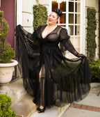 Elle Rebel Black Sheer Timeless Temptress Tulle Robe Dress - Unique Vintage - Womens, DRESSES, MAXI