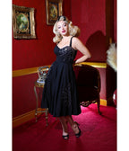 Elle Rebel Black Spiderweb Glamour Ghoul Swing Dress - Unique Vintage - Womens, DRESSES, SWING