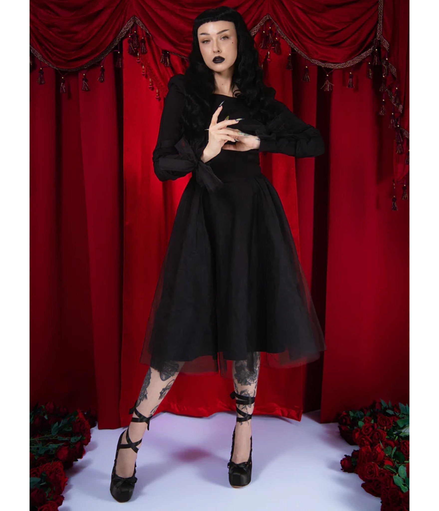 Elle Rebel Black Swan Tulle Dress - Unique Vintage - Womens, DRESSES, SWING