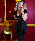 Elle Rebel Black Velvet Cairo Sunset Hooded Maxi Dress - Unique Vintage - Womens, DRESSES, MIDI