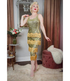 Elle Rebel Gold Sequin Studio Starlet Fringe Flapper Dress - Unique Vintage - Womens, DRESSES, PROM AND SPECIAL OCCASION