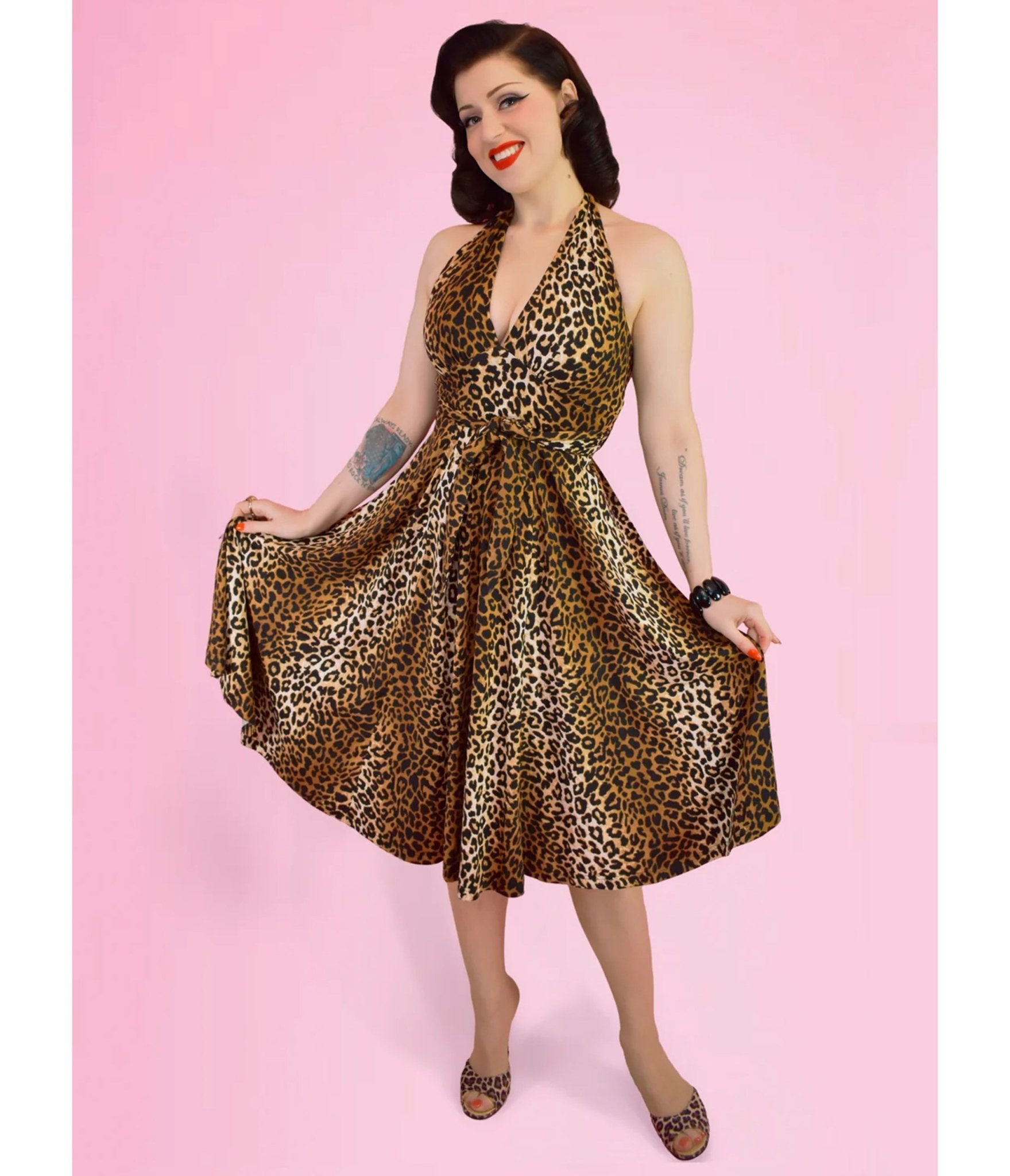 Elle Rebel Leopard Orleans Swing Dress - Unique Vintage - Womens, DRESSES, SWING