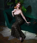 Elle Rebel Leopard Sequin Golden Goddess Dress - Unique Vintage - Womens, DRESSES, MIDI