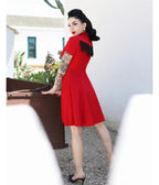 Elle Rebel Red Embroidered Western Shirt Dress - Unique Vintage - Womens, DRESSES, SWING