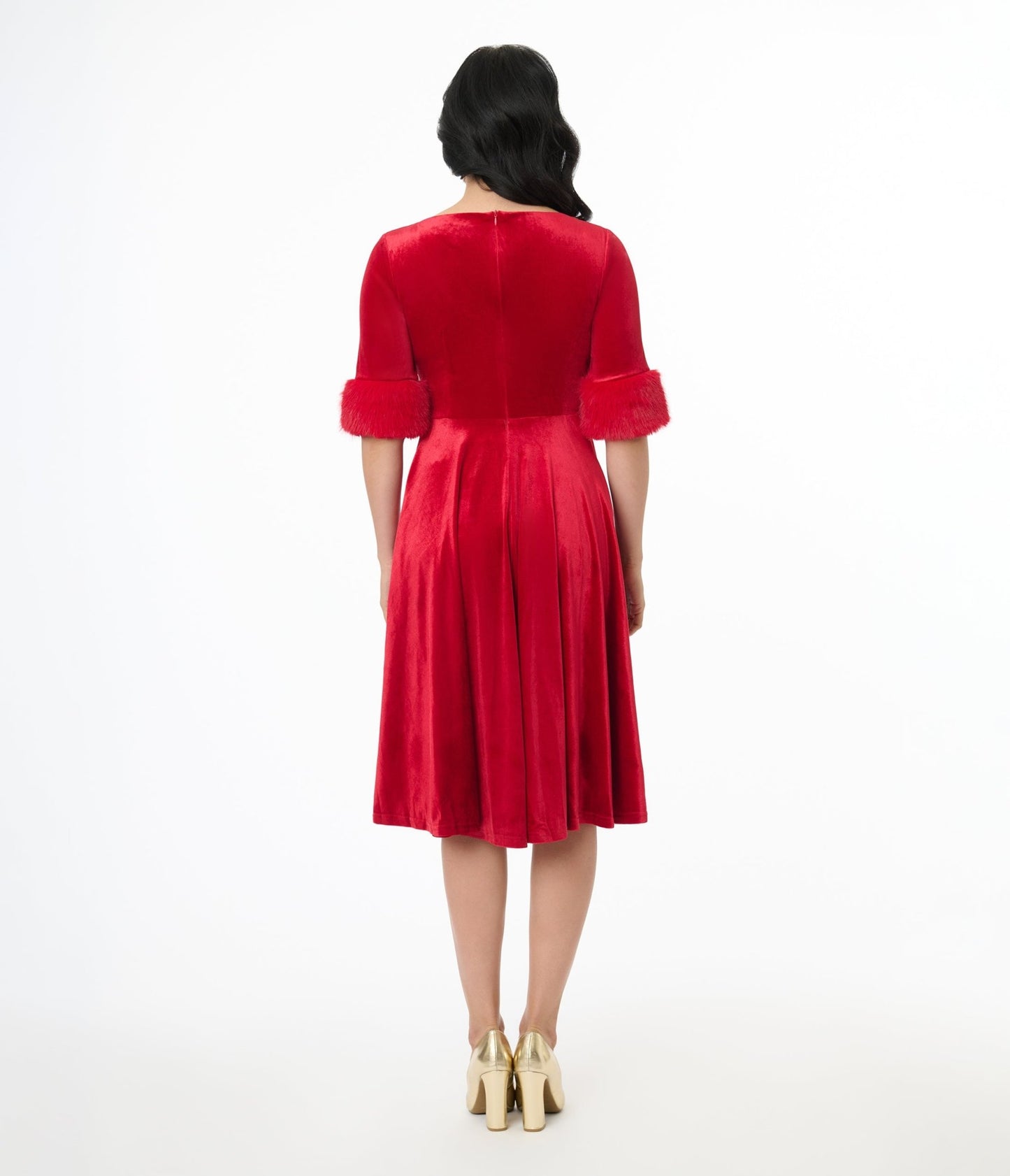 Elle Rebel Red Velvet Princess Grace Swing Dress - Unique Vintage - Womens, DRESSES, SWING