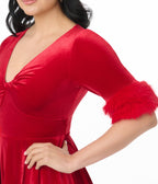 Elle Rebel Red Velvet Princess Grace Swing Dress - Unique Vintage - Womens, DRESSES, SWING