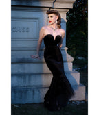 Elle Rebel Velvet Black Widow Gown - Unique Vintage - Maxi Dresses