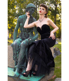 Elle Rebel Velvet Black Widow Gown - Unique Vintage - Maxi Dresses