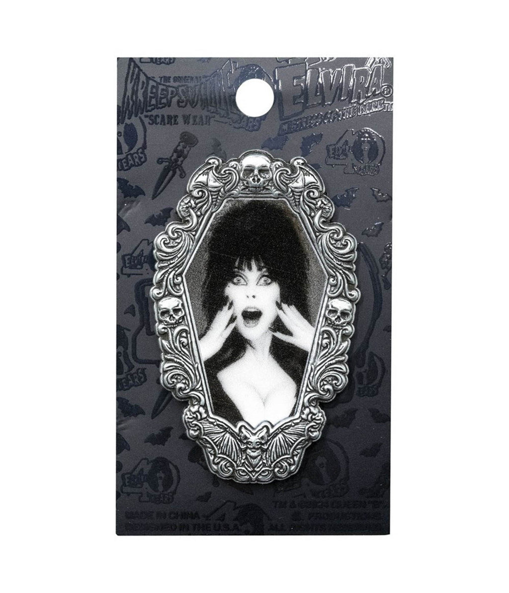 Elvira Gothic Frame Enamel Pin - Unique Vintage - Womens, ACCESSORIES, JEWELRY