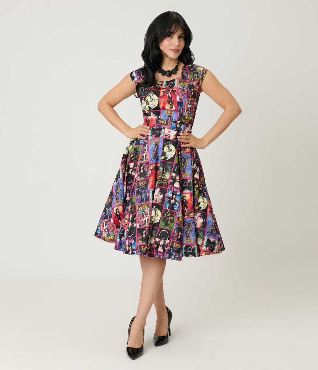 Elvira x Magnolia Place Comics Swing Dress - Unique Vintage - Womens, DRESSES, SWING