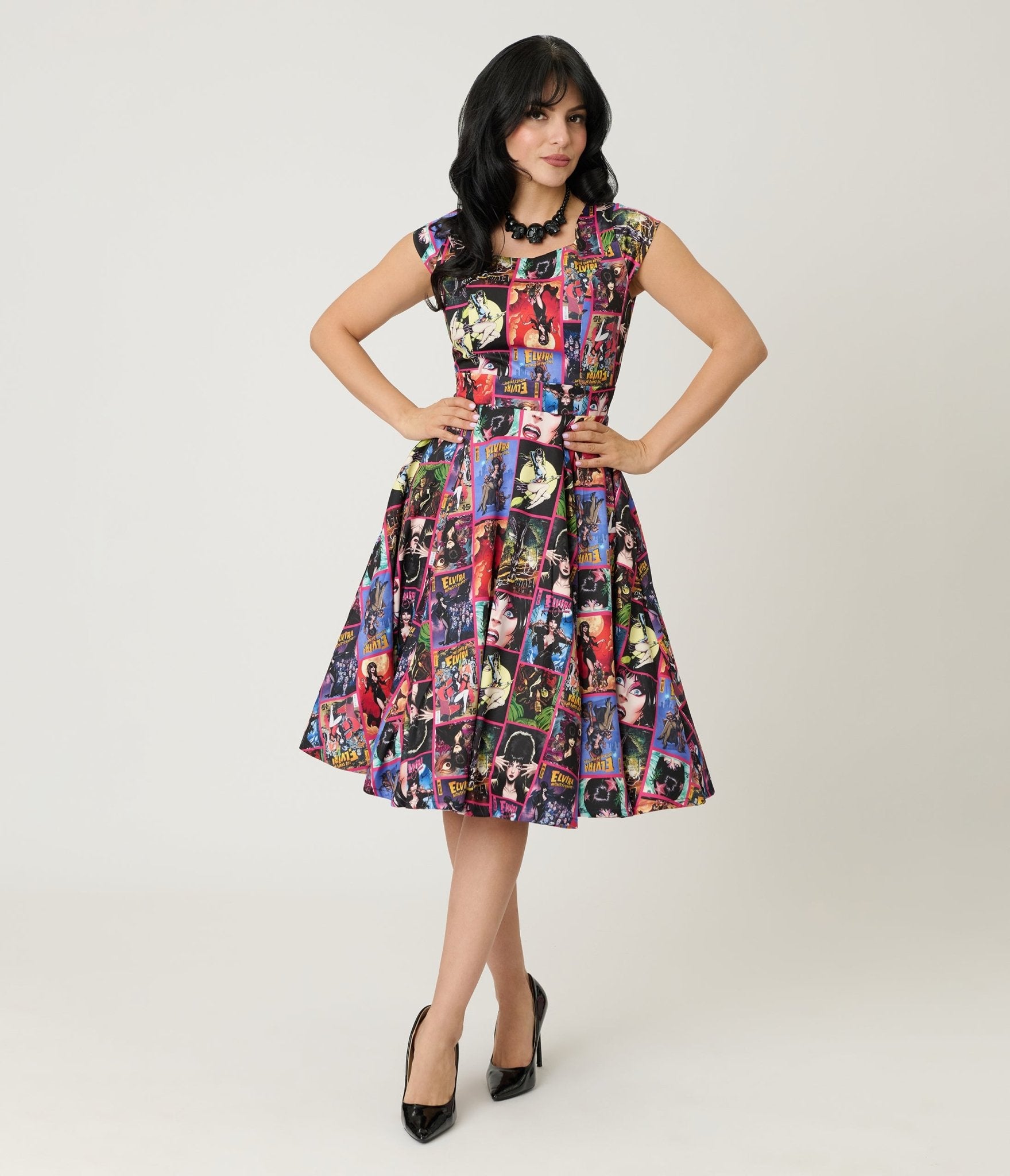Elvira x Magnolia Place Comics Swing Dress - Unique Vintage - Womens, DRESSES, SWING