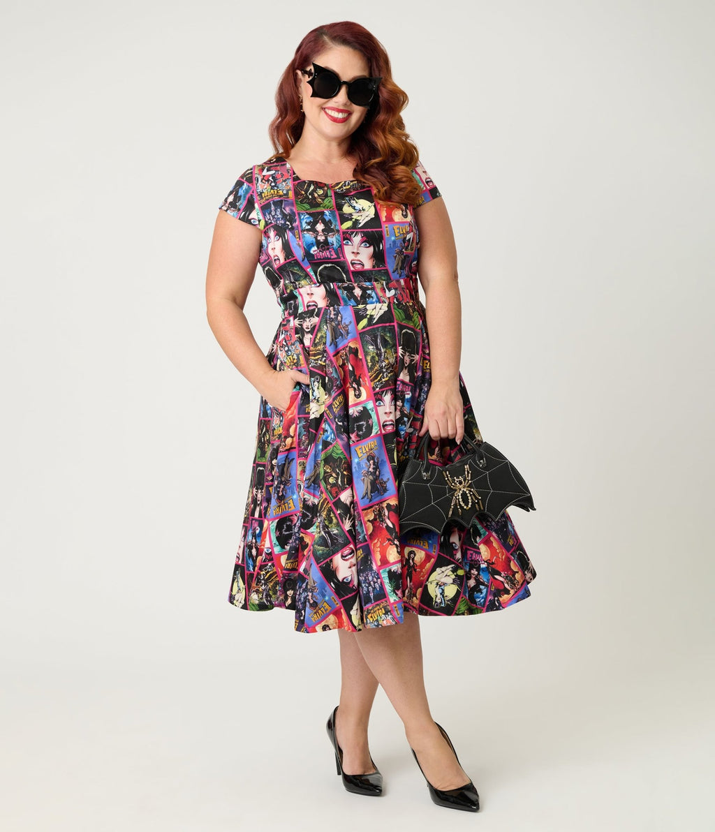 Elvira x Magnolia Place Plus Size Comics Swing Dress - Unique Vintage - Womens, DRESSES, SWING