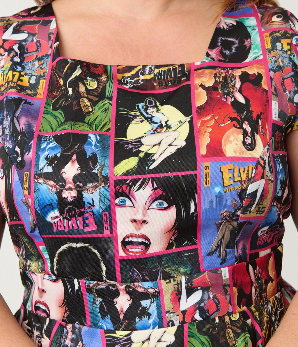 Elvira x Magnolia Place Plus Size Comics Swing Dress - Unique Vintage - Womens, DRESSES, SWING