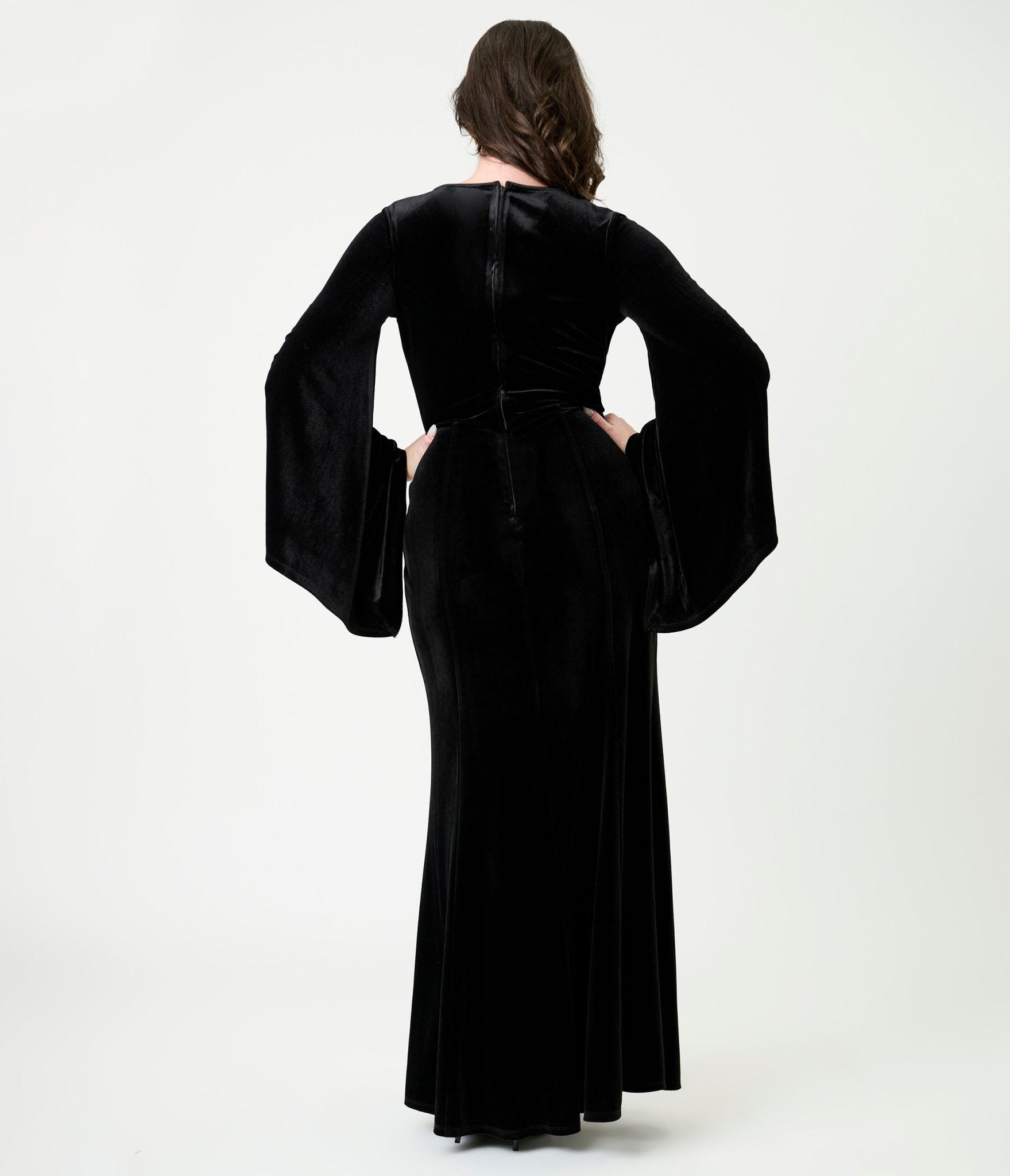 Elvira x Unique Vintage Black Dagger Velvet Maxi Dress - Unique Vintage - Womens, DRESSES, MAXI