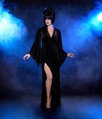 Elvira x Unique Vintage Black Dagger Velvet Maxi Dress - Unique Vintage - Womens, DRESSES, MAXI