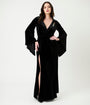 Elvira x Unique Vintage Black Dagger Velvet Maxi Dress