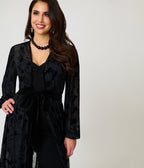 Elvira x Unique Vintage Black Flocked Hollywood Duster - Unique Vintage -