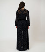 Elvira x Unique Vintage Black Flocked Hollywood Duster - Unique Vintage -